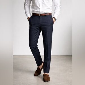 J.Crew Ludlow Slim Dress Pants 100% Wool Windowpane Check Navy Gray W31 L32